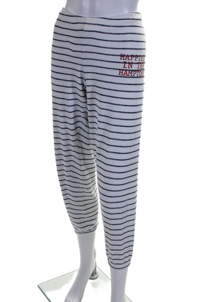 Happiest In The Hampton Women's Drawstring Waist Sweatpants Striped Size S