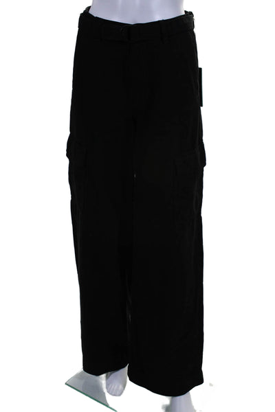 DL1961 Women's Button Closure Belted Wide Leg Cargo Pants Black Size 29