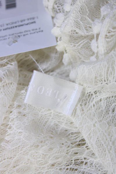 Leo & Lin Women's Mock Neck Long Sleeves Lace Blouse Cream Size XS