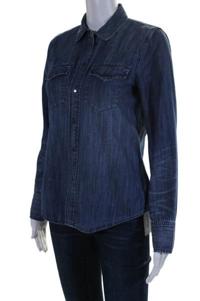 Madewell Womens Denim Long Sleeves Button Down Shirt Blue Cotton Size Small