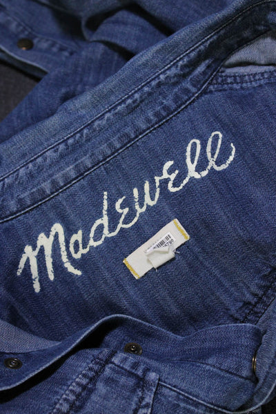 Madewell Womens Denim Long Sleeves Button Down Shirt Blue Cotton Size Small