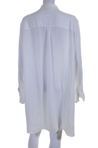 Summersalt Womens Long Sleeve Lightweight Button Down Coverup White Size L