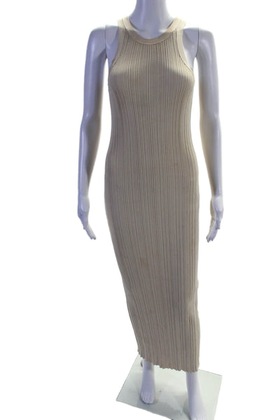 Toteme Womens Sleeveless Scoop Neck Long Rib Knit Dress Beige Size Small