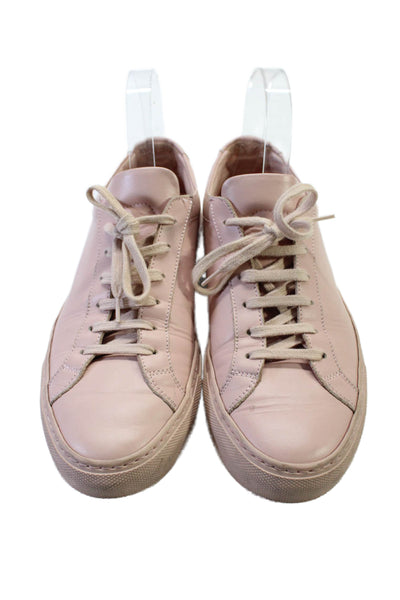 Woman by Common Projects Womens Lace Up Low Top Sneakers Pink Leather Size 39