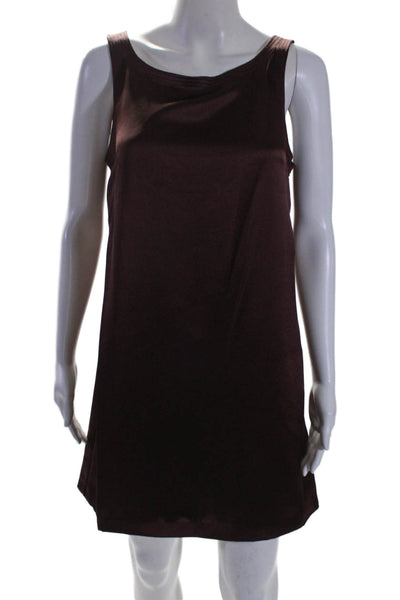 Rebecca Taylor Womens Sleeveless Heavy Satin Shift Dress Raisin Red Size 4