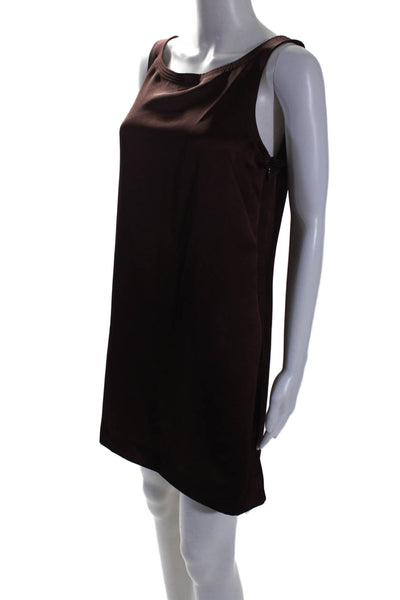 Rebecca Taylor Womens Sleeveless Heavy Satin Shift Dress Raisin Red Size 4
