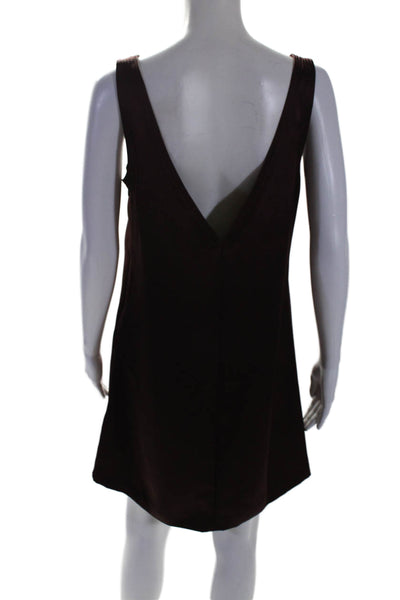 Rebecca Taylor Womens Sleeveless Heavy Satin Shift Dress Raisin Red Size 4