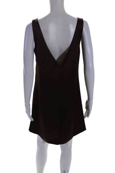 Rebecca Taylor Womens Sleeveless Heavy Satin Shift Dress Raisin Red Size 4