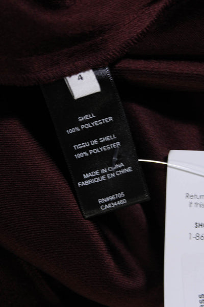 Rebecca Taylor Womens Sleeveless Heavy Satin Shift Dress Raisin Red Size 4