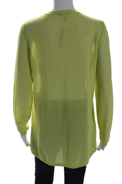 Belford Womens Long Sleeves V Neck Sweater Lime Green Cotton Size Large