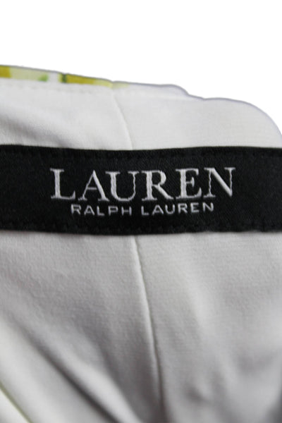 Lauren Ralph Lauren Womens Floral Draped V-Neck Short Sleeve Dress White Size 10