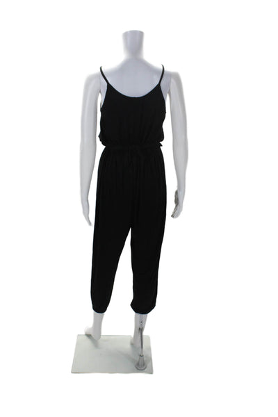 Jac Parker Womens V Neck Sleeveless Front Bow Tied Tapered Jumpsuit Black Size S