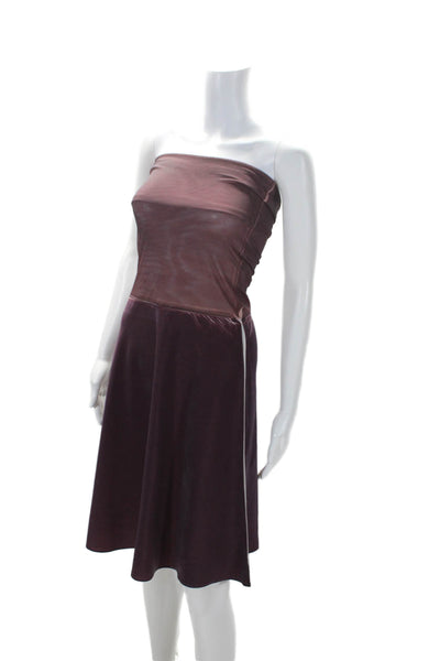 Trosmanchurba Womens Strapless A Line Midi Dress Plum Purple Size Large