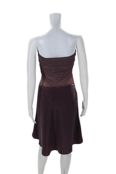 Trosmanchurba Womens Strapless A Line Midi Dress Plum Purple Size Large