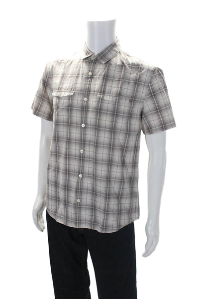 John Varvatos Star USA Men's Short Sleeves Button Down Plaid Shirt Size M