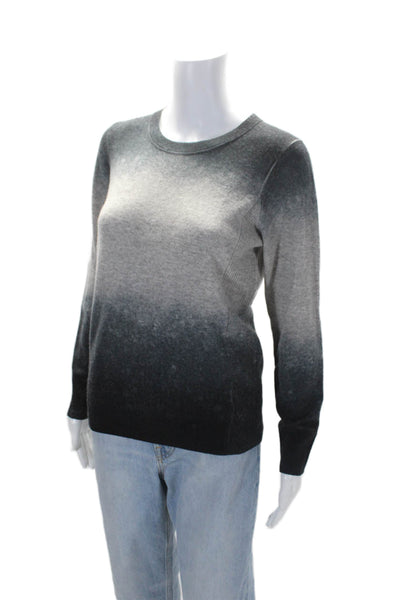 Label + Thread Womens Cashmere Ombre Lined Rib Sweater Gray Size S