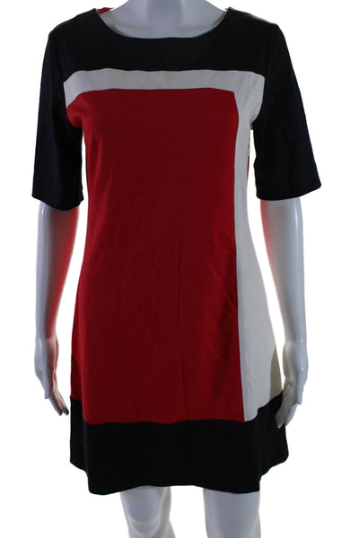 Designer Womens Colorblock Short Sleeve Zipped T-Shirt Dress Red Size EUR 44