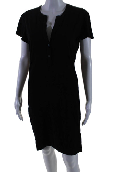 Standard James Perse Womens Cotton Buttoned V-Neck T-Shirt Dress Black Size 3