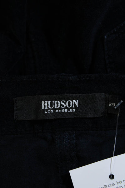 Hudson Womens Cotton Velvet Barbara Super Skinny Buttoned Pants Navy Size EUR 29