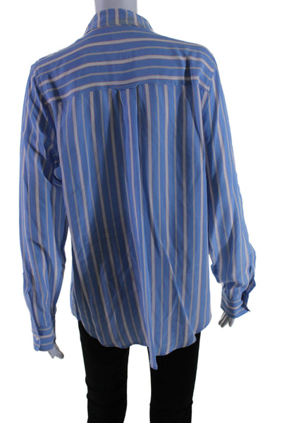 Rails Womens Silk Kate New Haven Striped Print Buttoned-Up Blouse Blue Size L