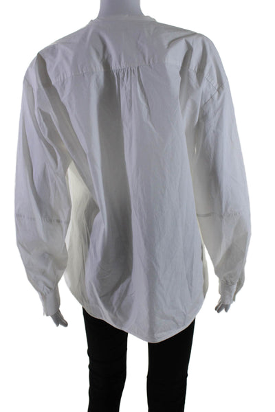 A.L.C. Womens Cotton Low V-Neck Long Sleeve Layered Draped Blouse White Size 10