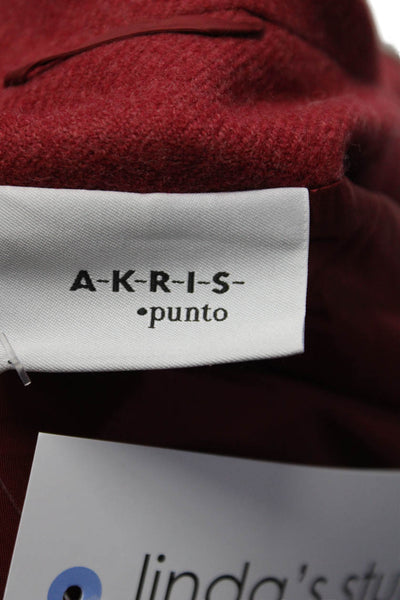 Akris Punto Womens Wool Double Zip Long Sleeve Lined Jacket Red Size 14