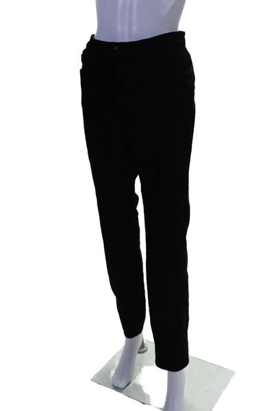 Eileen Fisher Womens Velvet Mid Rise Straight Leg Pants Black Size 10