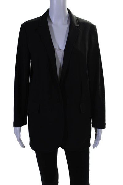 Theory Womens Precision Ponte Single Button Casual Blazer Jacket Black Size 8