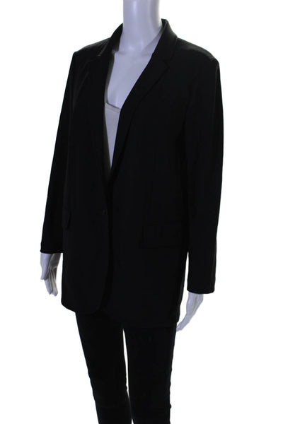 Theory Womens Precision Ponte Single Button Casual Blazer Jacket Black Size 8