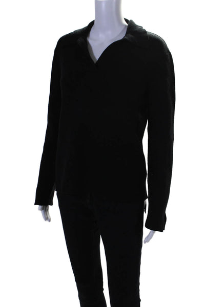 English Factory Womens Ribbed Long Sleeves Collared Sweater Black Size Small