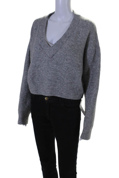 3.1 Phillip Lim Womens Alpaca V Neck Long Sleeves Sweater Gray Size Large