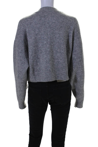 3.1 Phillip Lim Womens Alpaca V Neck Long Sleeves Sweater Gray Size Large