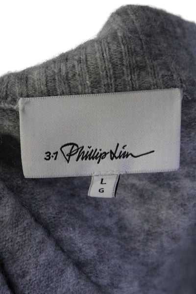 3.1 Phillip Lim Womens Alpaca V Neck Long Sleeves Sweater Gray Size Large