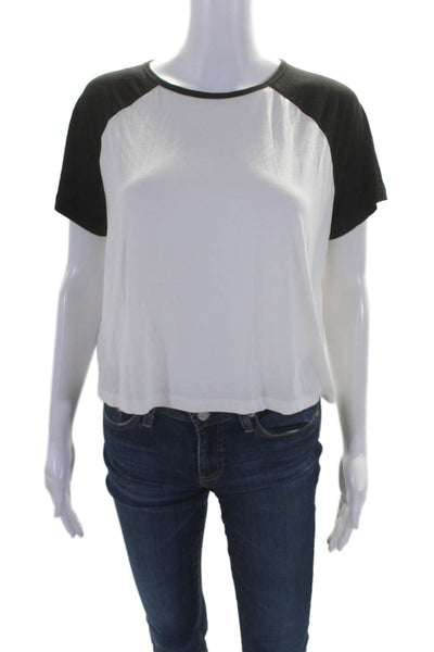 Splits 59 Womens Short Sleeves Pullover Tee Shirt White Black Size Medium