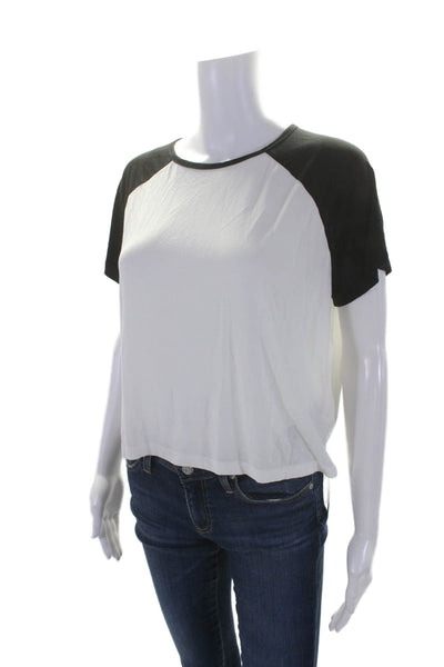 Splits 59 Womens Short Sleeves Pullover Tee Shirt White Black Size Medium