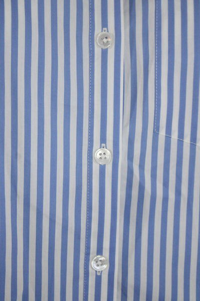 Veronica Beard Womens Striped Button Down Shirt Blue White Cotton Size 4