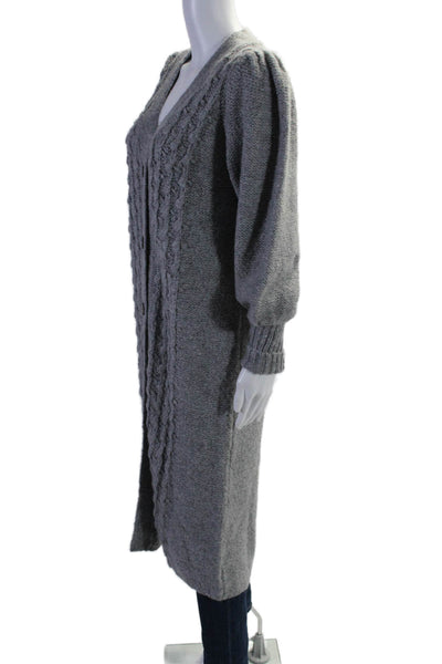 Toccin Womens Knit V-Neck Button Up Longline Cardigan Sweater Gray Size XS