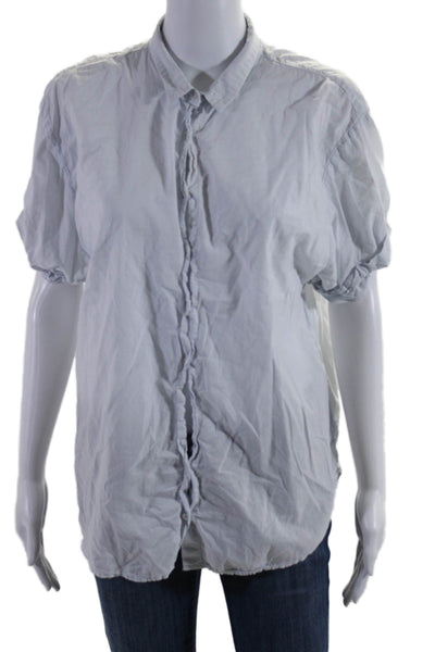 Xirena Womens Light Blue Cotton Collar Short Sleeve Button Down Shirt Size M