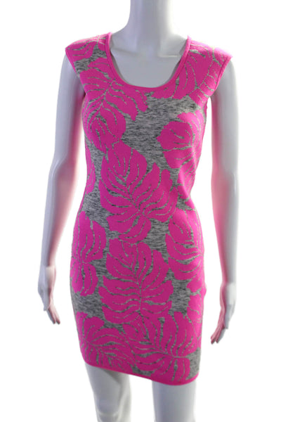 Milly Womens Gray Pink Floral Scoop Neck Sleeveless Bodycon Dress Size S