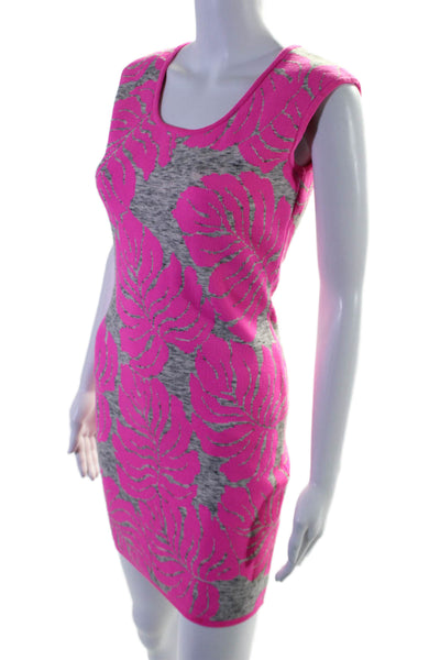 Milly Womens Gray Pink Floral Scoop Neck Sleeveless Bodycon Dress Size S