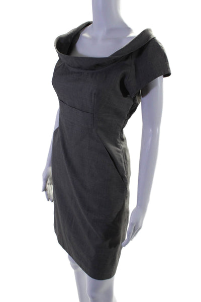 Ted Baker London Womens Wool Gray Drape Neck Cap Sleeve Shift Dress Size 2