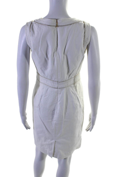 Tory Burch Womens Cotton White V-neck Zip Back Sleeveless Shift Dress Size 4