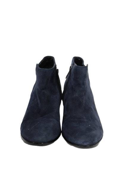 Sam Edelman Womens Suede Textured Slight Heel Full Zip Lined Booties Navy Size 8