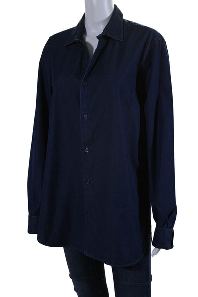 Orlebar Brown Womens Cotton Long Sleeve Button Down Collared Blouse Blue Size M