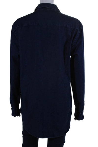 Orlebar Brown Womens Cotton Long Sleeve Button Down Collared Blouse Blue Size M