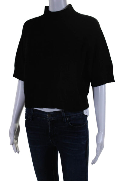 Alexandre Laurent Women's Mock Neck Short Sleeves Pullover Sweater Black Size M