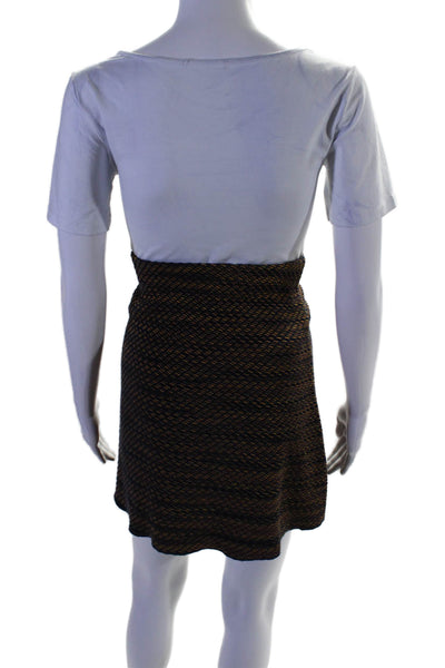 Missoni Womens Cotton Elastic Waist Striped A Line Skirt Brown Size 46