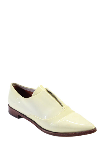 Derek Lam Patten Leather Shiny Pointed Toe Lined Oxford Shoes Yellow Size 6M