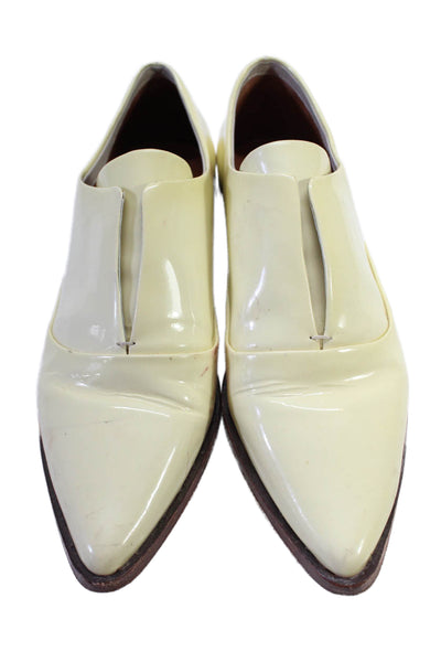 Derek Lam Patten Leather Shiny Pointed Toe Lined Oxford Shoes Yellow Size 6M