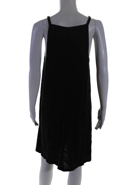 ATM Womens Cotton Sleeveless Square Neck Casual A-Lined Dress Black L